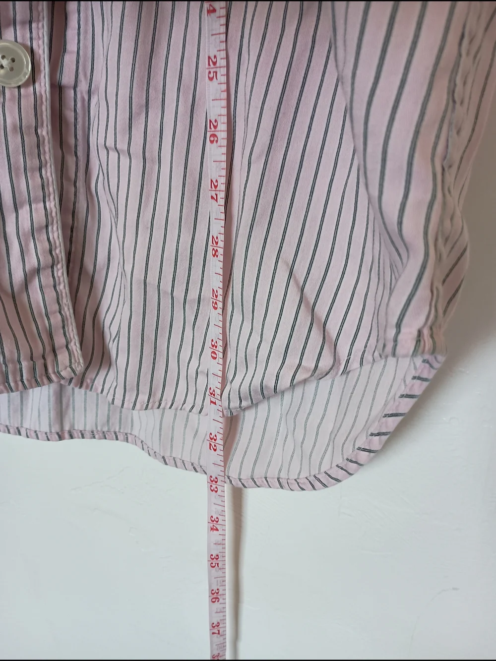 Lauren Ralph Lauren 100% Cotton Pink and White Striped Button-Down Sleep Shirt